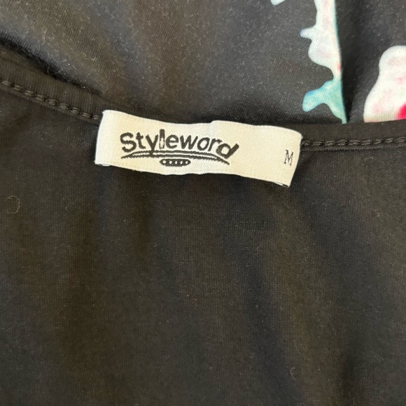 Styleword Black and Floral Spaghetti Strap Sun Dress Size M - Picture 6 of 8